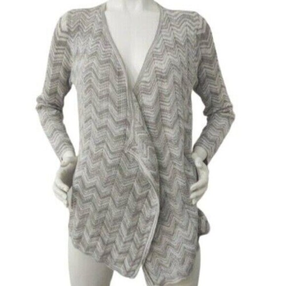 Chico's size 2 Open Front Cardigan Sweater metallic Long Sleeve & Matching Vest - Picture 1 of 6